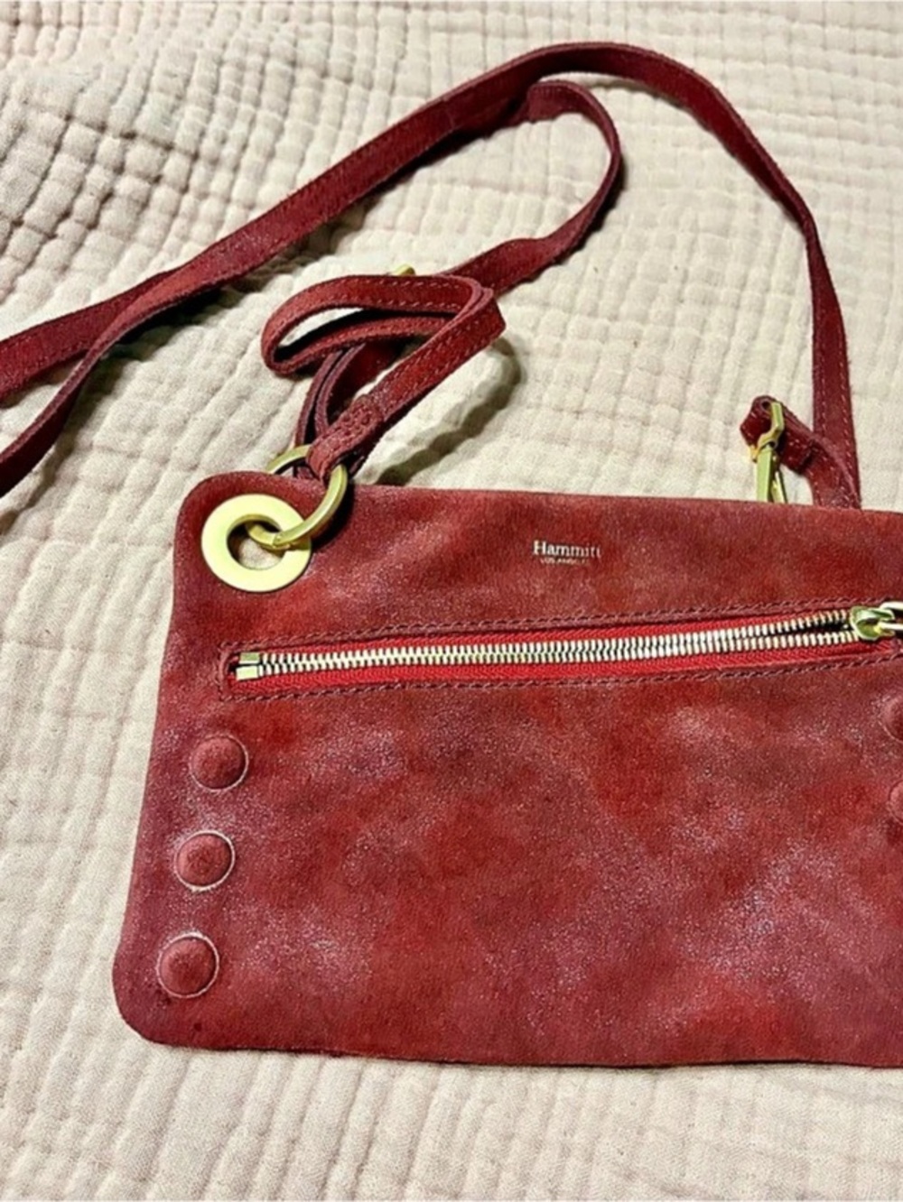 Hammitt Crossbody Bag in Brick Red Buffed Suede - New